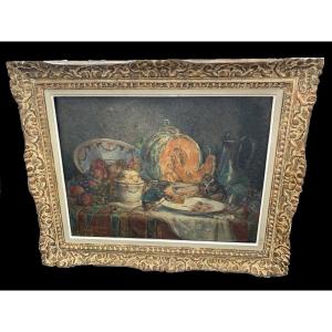 Oil On Canvas "the City Rat & The Field Rat"  Dated 1911 & Signed Léon Jouenne