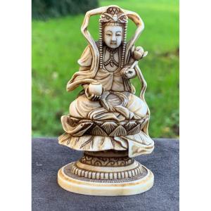 Japan 19th Cty, Fine Ivory Carved Guanyin Statue, Signed