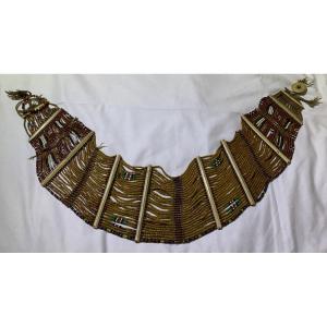 Ethnic Naga Konyak Choker Necklace Rows Of Beads & Tubes, Stones Glass & Carved Bone Bars