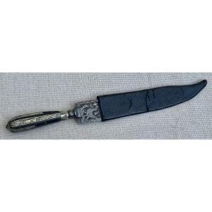  Genoa Italy 17th Cty Hunting Dagger& Its Original Scabbard, Engraved Blade