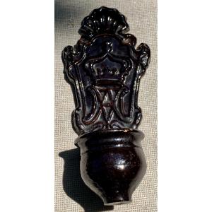 Large Iridescent Black Earthenware Holy Water Font, Avignon ? 18th Cty