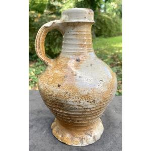 Renaissance Salt-glazed Stoneware Pitcher With Handle, 16th/17th Century
