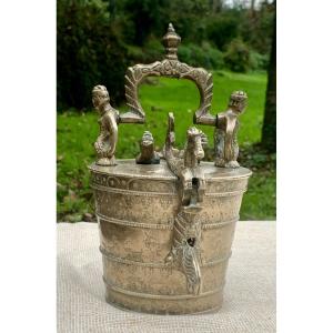 Museum, Stack Of 16 Marcs Bronze Bucket Weights, Iwz Nuremberg Early 18th Cty