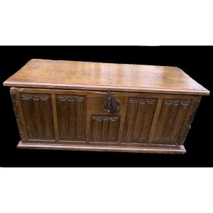 Gothic Period (late 15th Cty), Carved Blond Walnut Chest Panels With Tightly Linenfolds
