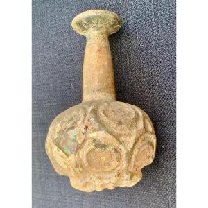 Archaeology: 1st Cty Bc, Hellenistic Perfume Bottle, Molded Glass With Medallions & Lozenges