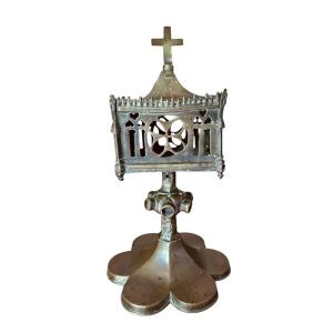 15th Cty Chiseled & Openwork Brass Gothic Period Monstrance