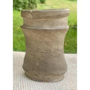 15th Cty Small Terracotta Albarello Or Ointment Jar, Normandy / Beauvaisie