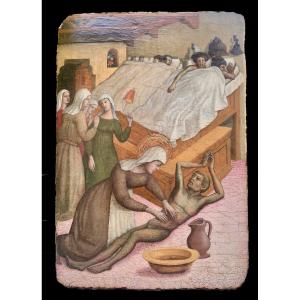 Primitive Italian Painting, Lombard School Circa 1450/70, St. Elizabeth Of Hungary