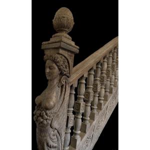Muséum Renaissance Period Oak Stair Railing