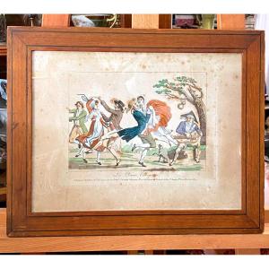 Engraving, The Village Dance, 19th