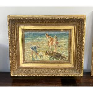 The Beach, Oil On Panel, Charles Roussel