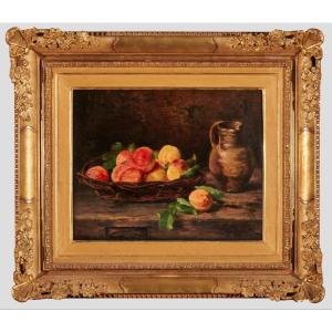 Still Life With Peaches And Pitcher, Eugène Claude, Late 19th Century