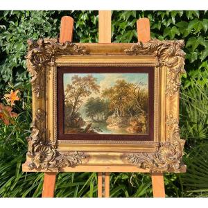 Pastoral Scene, Oil On Panel, 18th Century