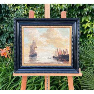 Animated Seascape At Sunset – Dutch School, 19th Century