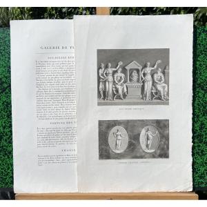 Engraving On Vellum, Antique Bas-relief, Bacchus, Fortune, Thalia