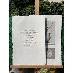 Engraving On Vellum, One Of Niobe's Sons, Leander And The Sleeping Medusa