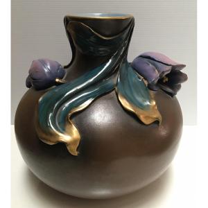 Sarreguemines Ceramic Vase