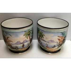 Pair Of Cache Pots Old Paris
