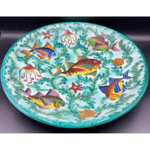 Large Dish In Slip Cérart Monaco Around 1950