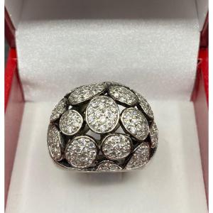 Large Sterling Silver Ring And Zirconium Oxide Paving 1970/80