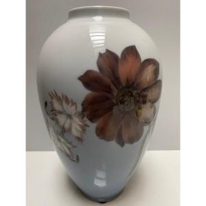 Large Copenhagen Enamelled Porcelain Vase Circa 1930