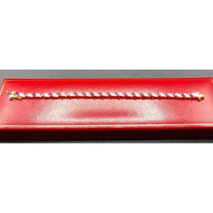 Two Tone Gold Plated And Ruby Gourmette Bracelet Circa 1960/70