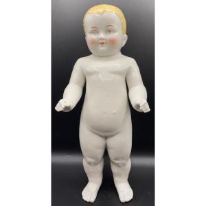 Baby In Painted Enameled Porcelain Circa 1920