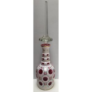 Huge Bohemian Overlay Crystal Decanter Circa 1950
