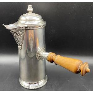 Chocolate Maker In Silver Metal Circa 1920