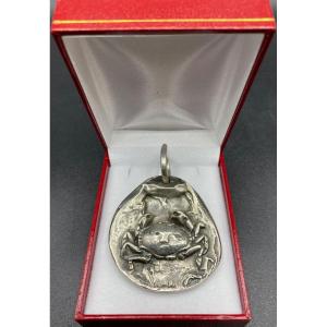 Pendant Or Keyring In Sterling Silver Dated 1974