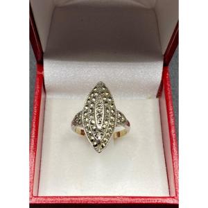 Ring "marquise" Sterling Silver And Gold 1900