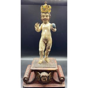 L’enfant Jésus Bois Sculpté XVIIème Italie 