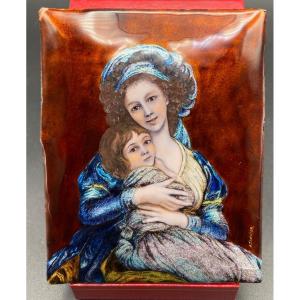 Small Copper Plate With Enamels By J. Tannier Circa 1920