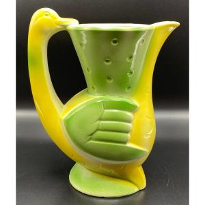 Saint Clément Goose Pitcher Circa 1920/30 In Barbotine