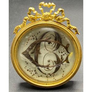 Gilt Bronze Frame And Initials In Hair Dated 02/10/1901