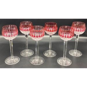 A Series Of 6 Rhine Wine Glasses, Roemers, Saint Louis 1940