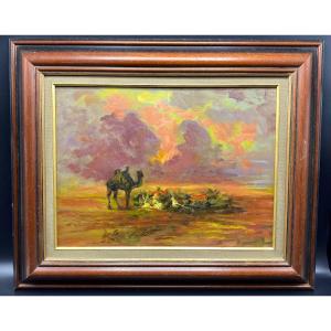 Oil On Cardboard By Barnete Around 1960/70