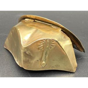 Brass Snuff Box, A Bicorne With Cockade Late Eighteenth Early Nineteenth