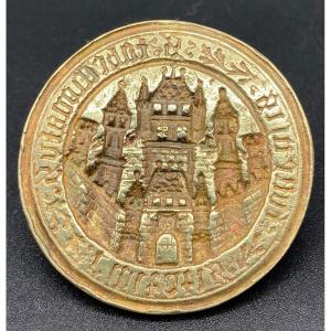 Stamp Of A "town Hall" Dated 1404 Germany In Chiseled Bronze