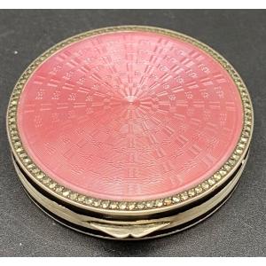 Box In Sterling Silver, Enameled, And Marcasite, European Around 1900