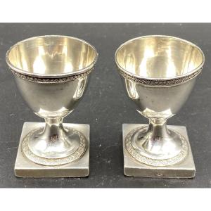 A Pair Of Egg Cups In Sterling Silver From The Old Man Province 1819/1838