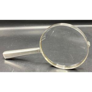 Large Desk Magnifying Glass In Sterling Silver English 1964/65 London