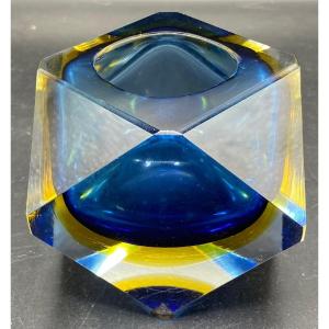 Empty Pocket In Cut Blown Crystal With Multiple Layers By Flavio Poli Sommerso Murano 1960