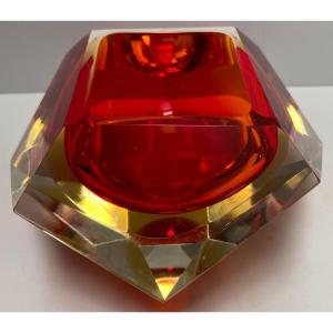 Empty Pocket In Blown Crystal With Multiple Layers By Flavio Poli - Murano Circa 1960