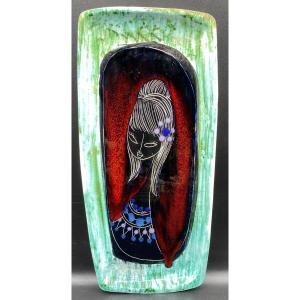 Enameled Ceramic Dish Signed Laca Albisola From The 1950s/60s Italy