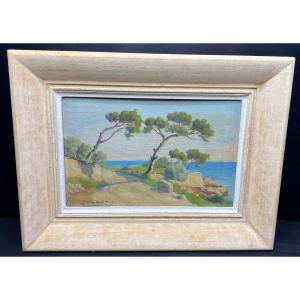 Petit Tableau Huile Sur Panneau Par Louis Jourdan Des Années 1930