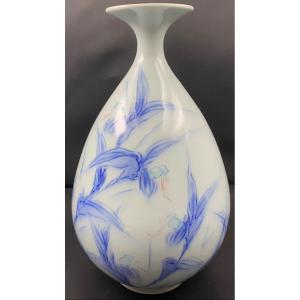 Art Nouveau Painted Enameled Porcelain Vase Circa 1900 Signed