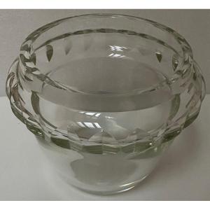 French Cut Blown Crystal Vase From The 1930s