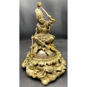Table Or Counter Bell In Chiseled Cast Bronze Brass 19th Century French