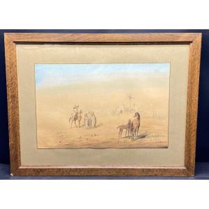 Orientalist Watercolor By L. Gaby Around 1900